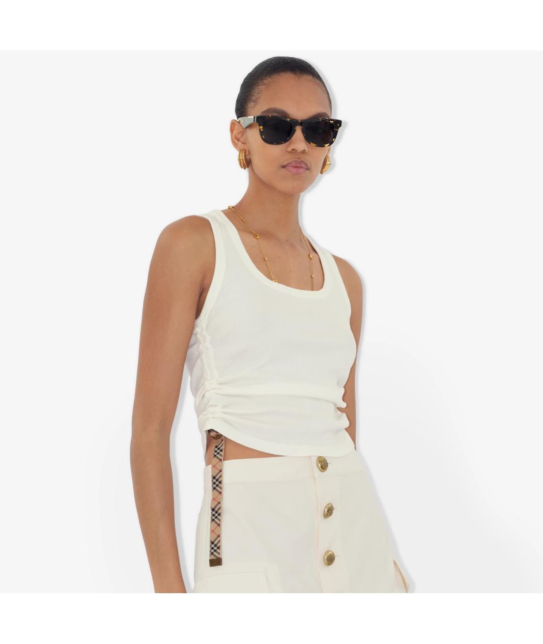 BURBERRY Белая хлопковая майка, фото 3