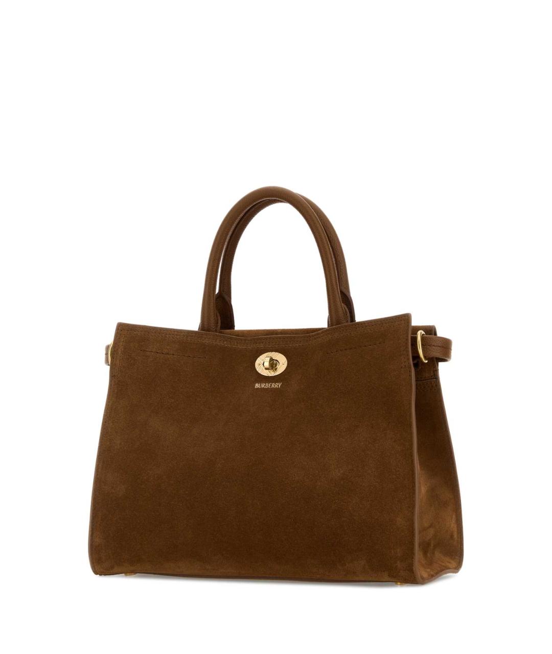 BURBERRY Коричневая замшевая сумка тоут, фото 2