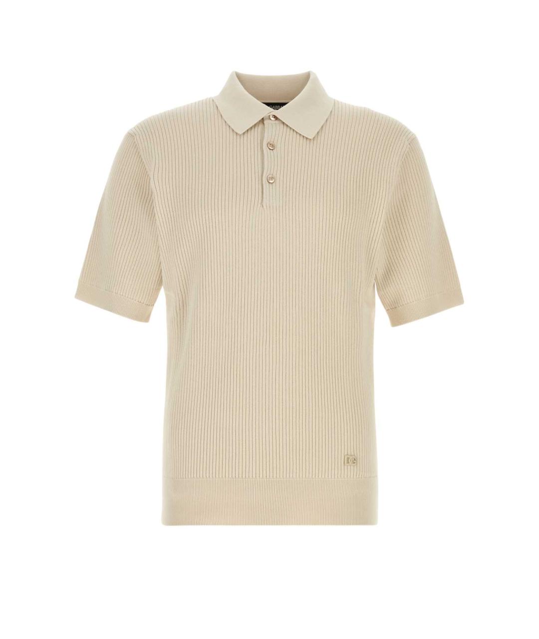 DOLCE&GABBANA Бежевое хлопковое поло с коротким рукавом, фото 1