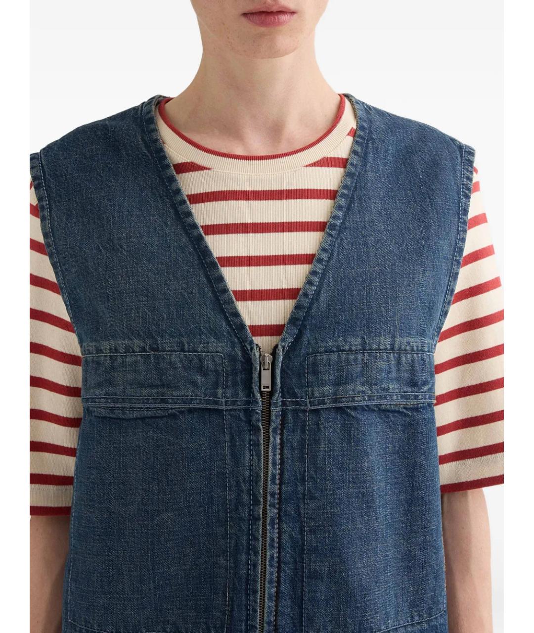 JIL SANDER Синий хлопковый жилет, фото 3