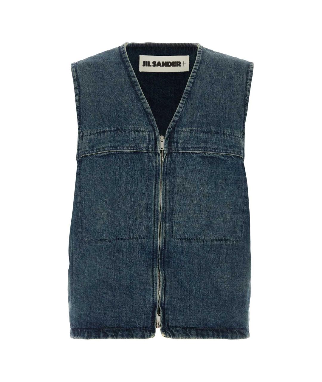 JIL SANDER Синий хлопковый жилет, фото 1