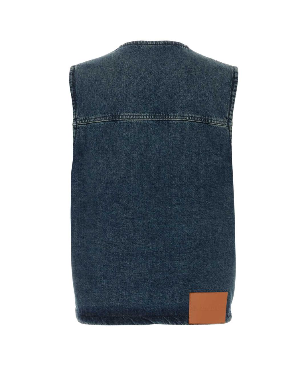 JIL SANDER Синий хлопковый жилет, фото 2