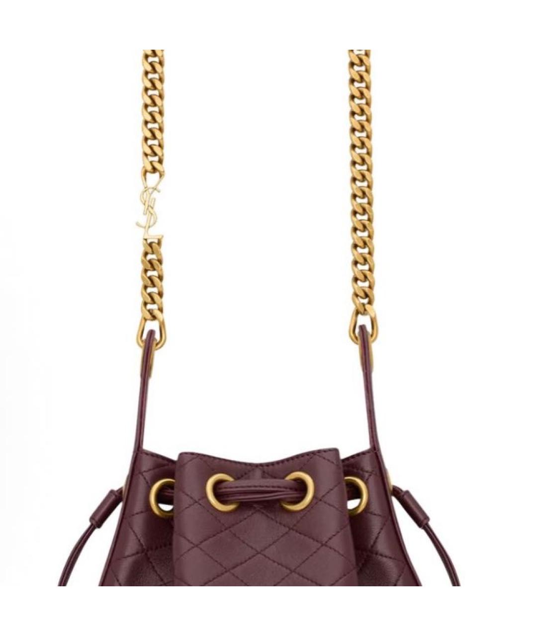 SAINT LAURENT Бордовая кожаная сумка через плечо, фото 6