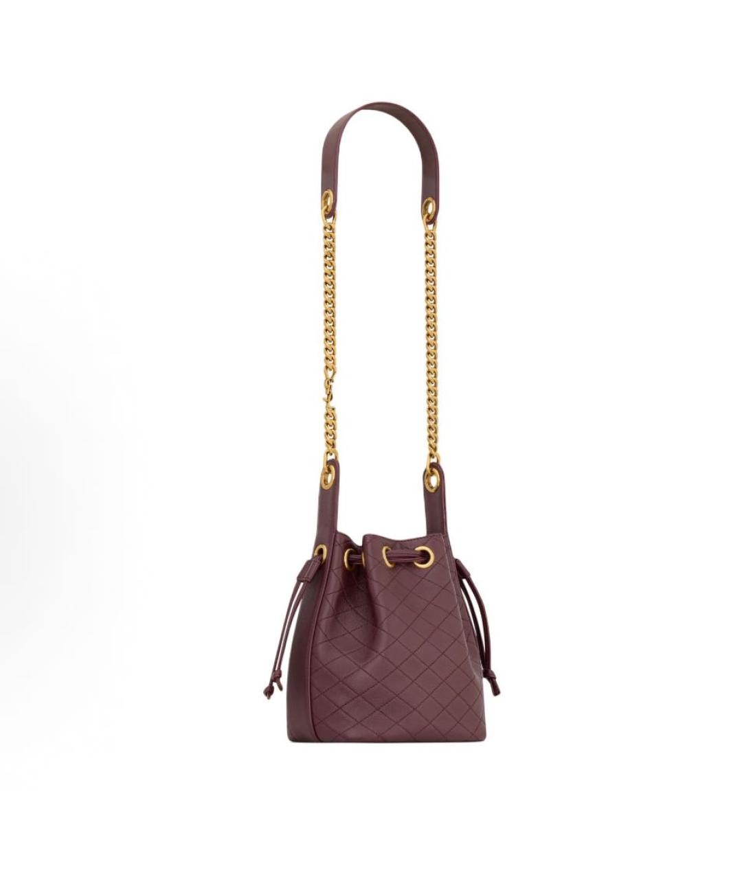 SAINT LAURENT Бордовая кожаная сумка через плечо, фото 3