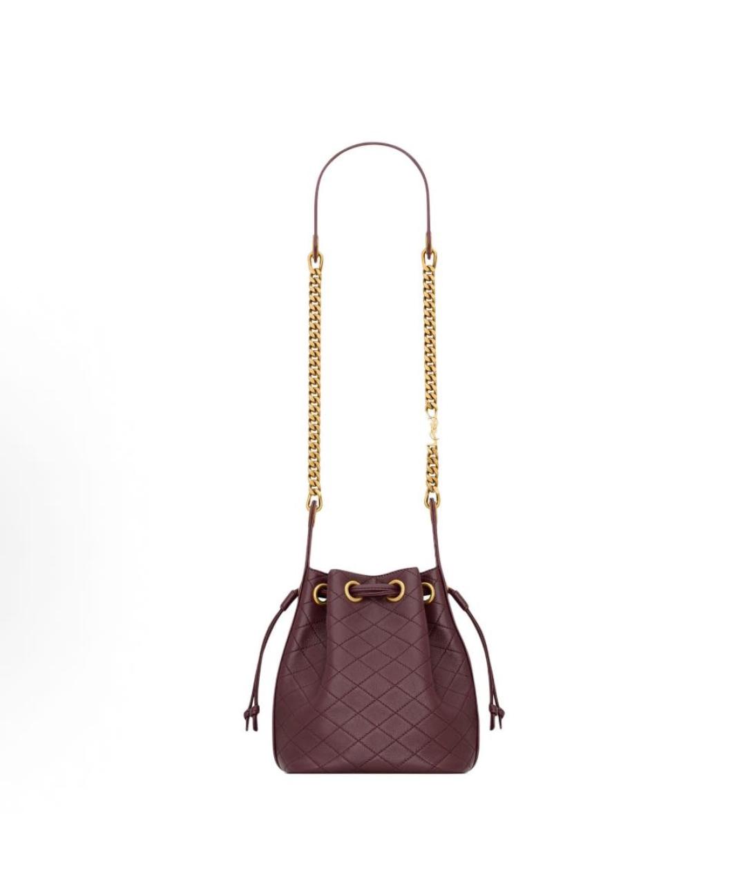 SAINT LAURENT Бордовая кожаная сумка через плечо, фото 5