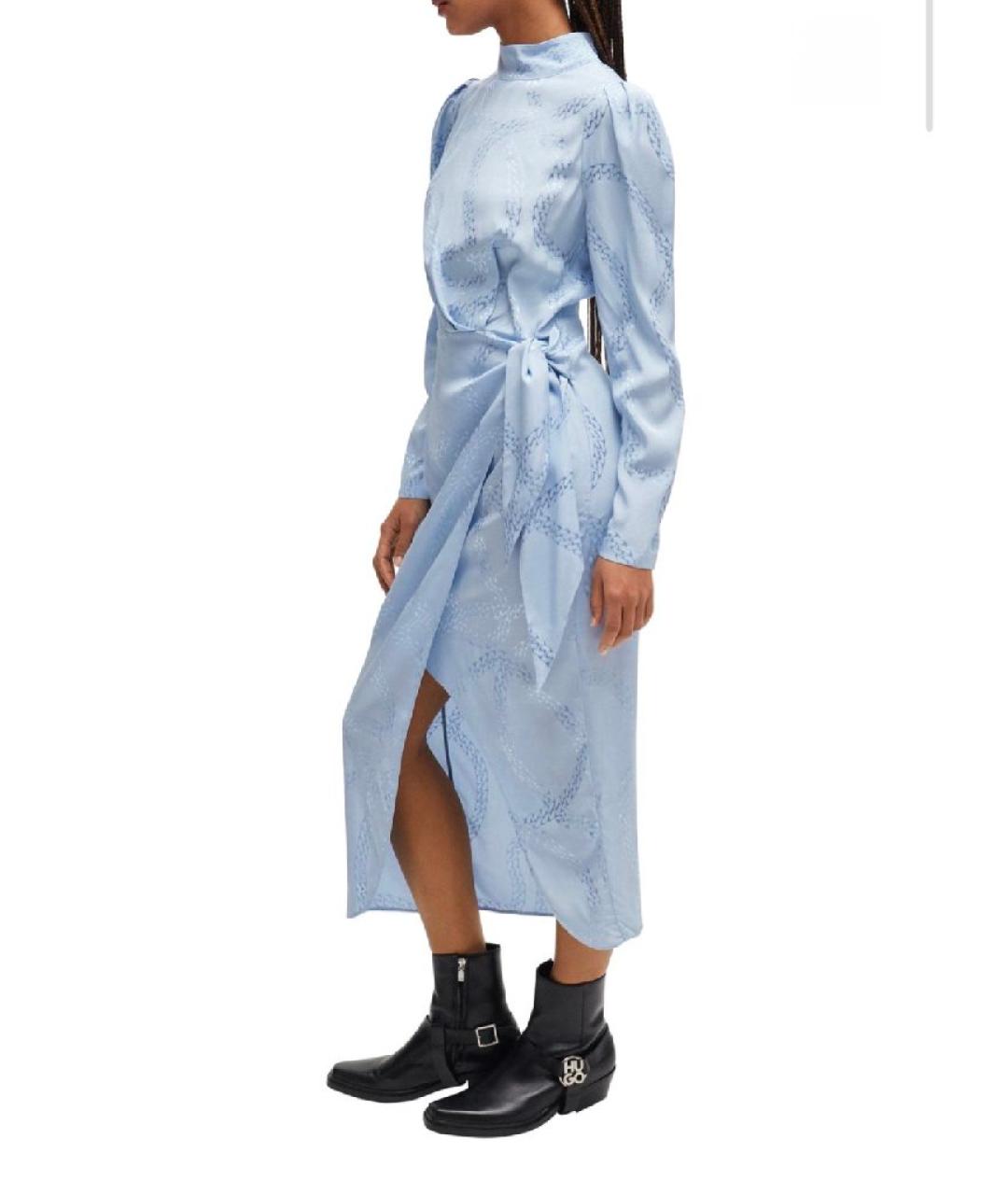 HUGO Голубое вискозное вечернее платье, фото 3