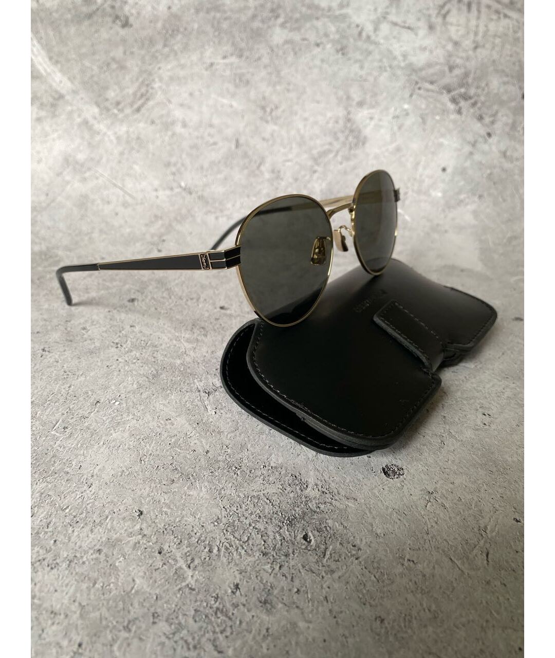 SAINT LAURENT Серые металлические солнцезащитные очки, фото 3