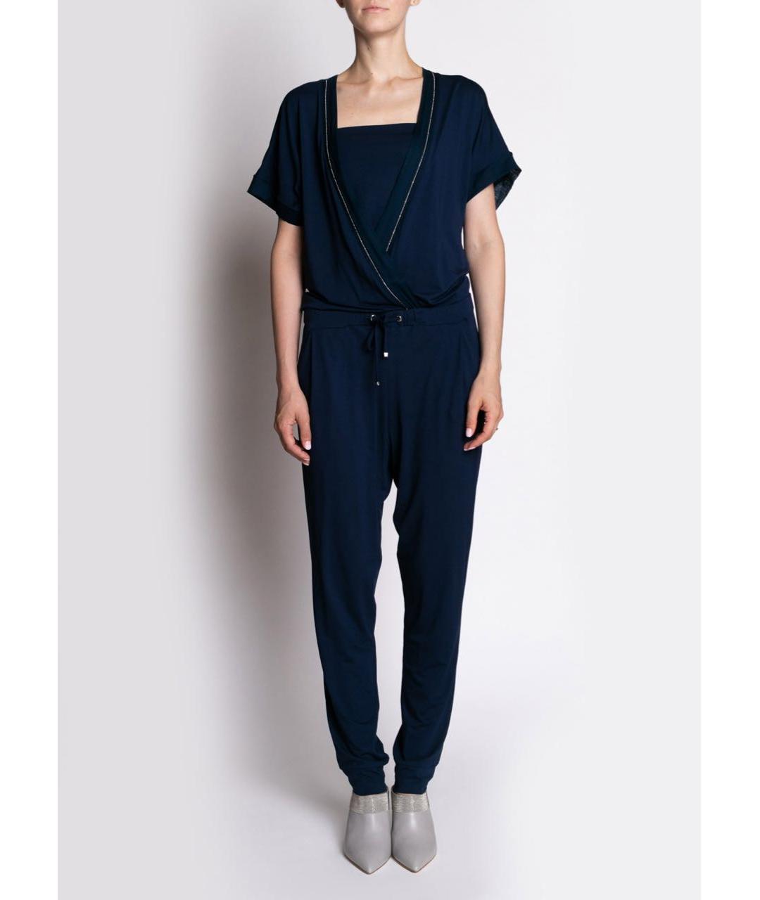 D.EXTERIOR Темно-синий вискозный комбинезон, фото 2