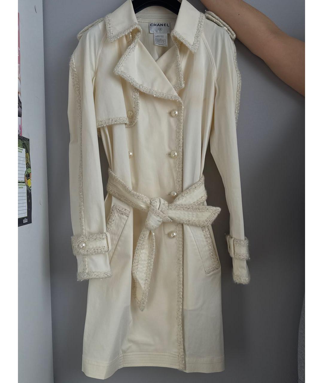 CHANEL Белый хлопковый тренч/плащ, фото 8