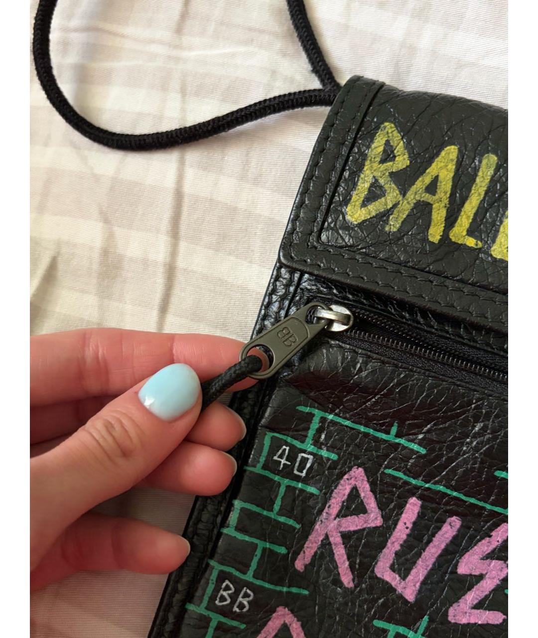 BALENCIAGA Черная кожаная сумка через плечо, фото 6