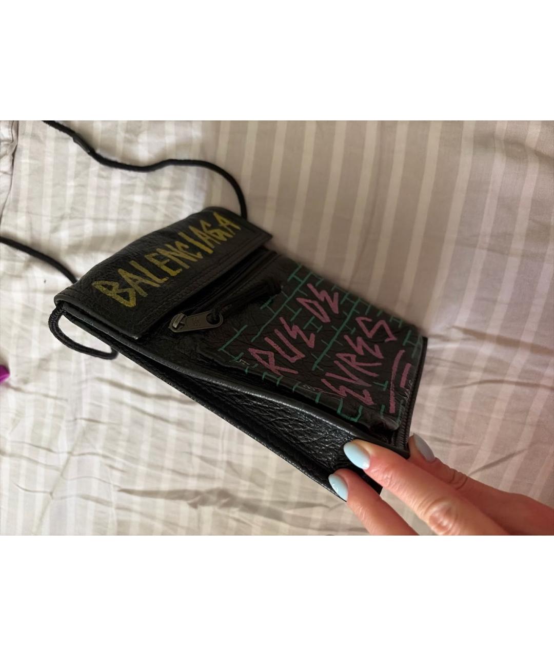 BALENCIAGA Черная кожаная сумка через плечо, фото 2