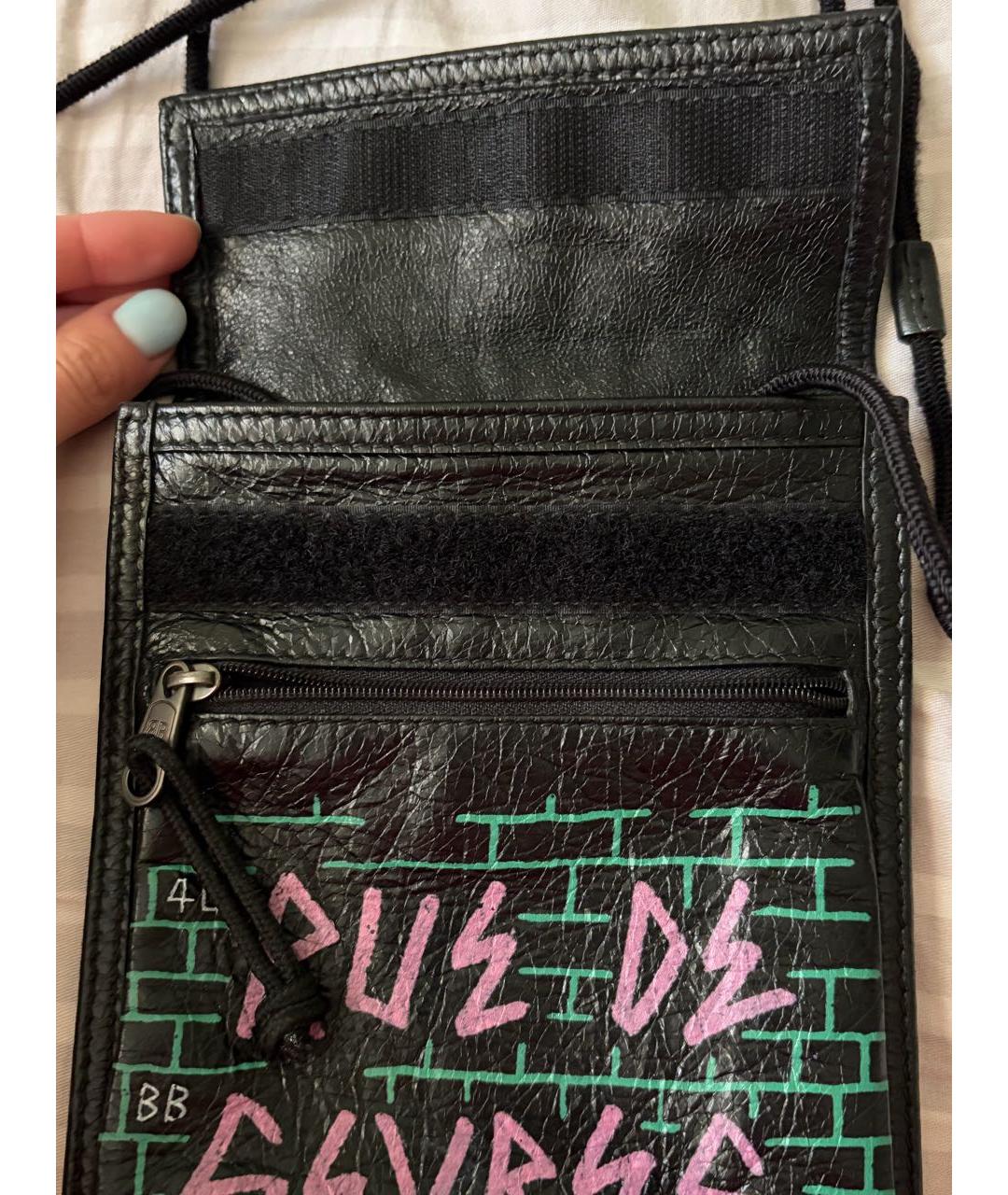 BALENCIAGA Черная кожаная сумка через плечо, фото 5