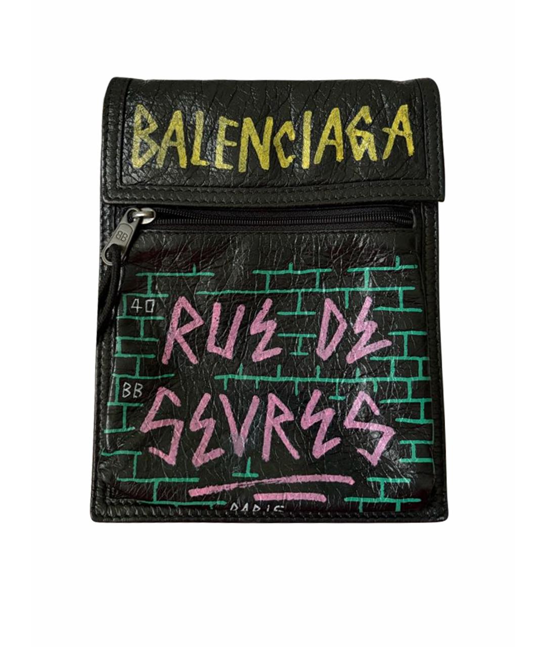 BALENCIAGA Черная кожаная сумка через плечо, фото 1