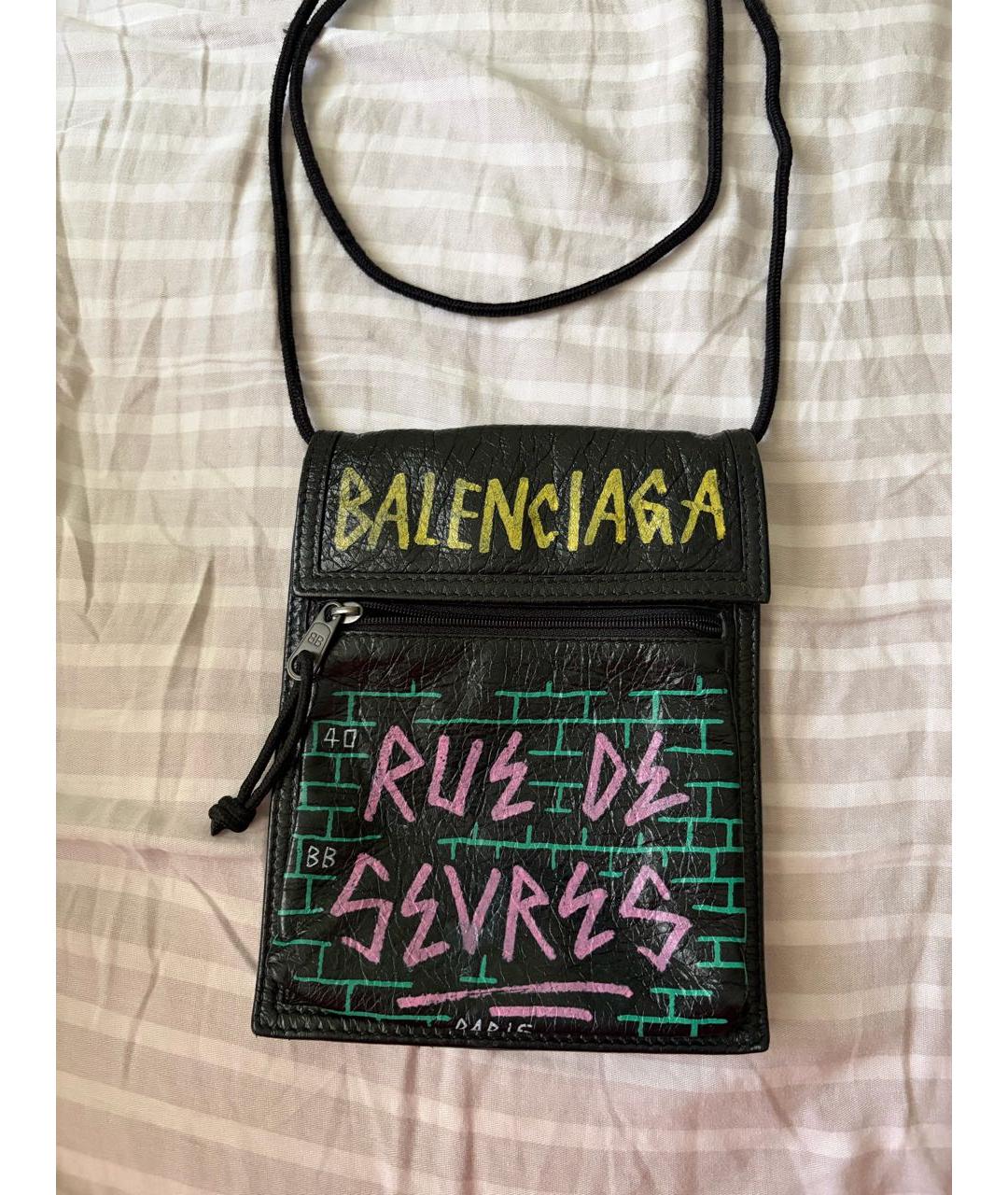 BALENCIAGA Черная кожаная сумка через плечо, фото 7