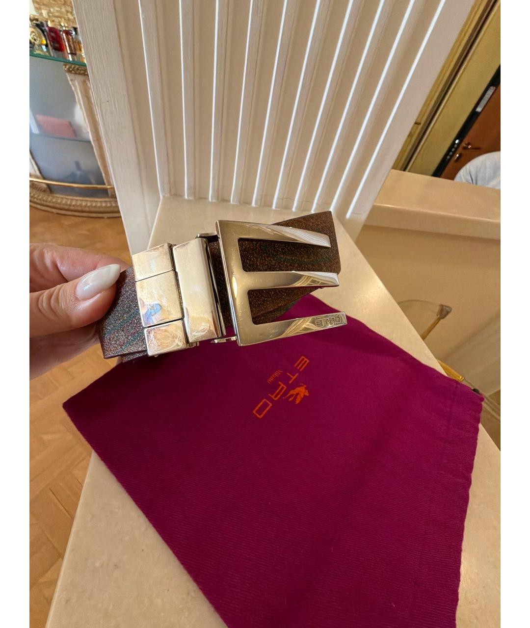 ETRO Коричневый кожаный ремень, фото 6