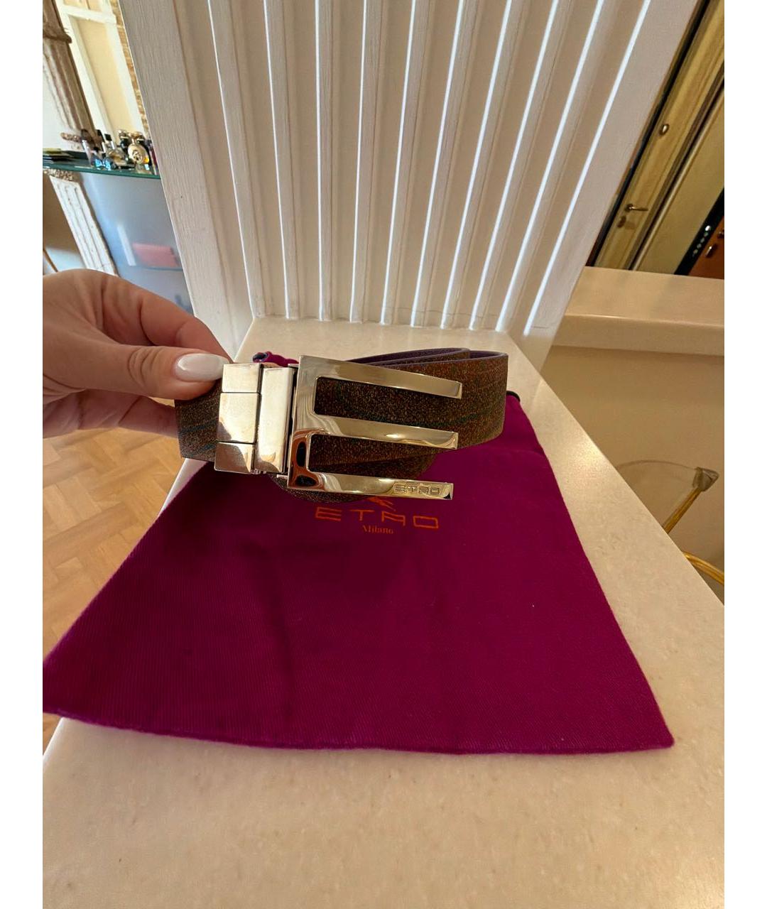 ETRO Коричневый кожаный ремень, фото 7
