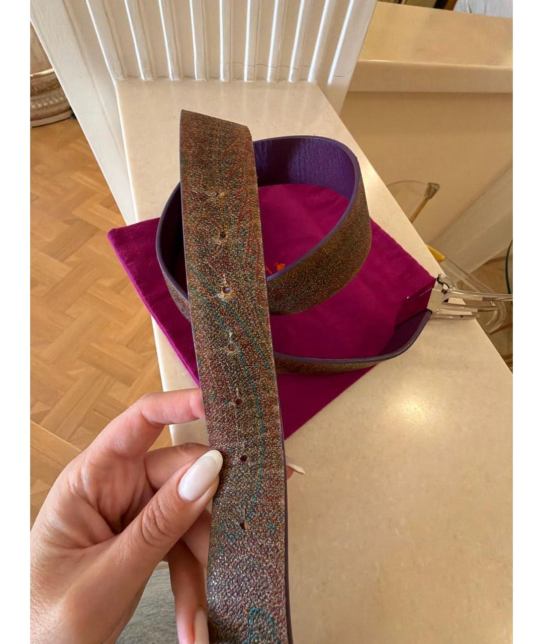 ETRO Коричневый кожаный ремень, фото 4