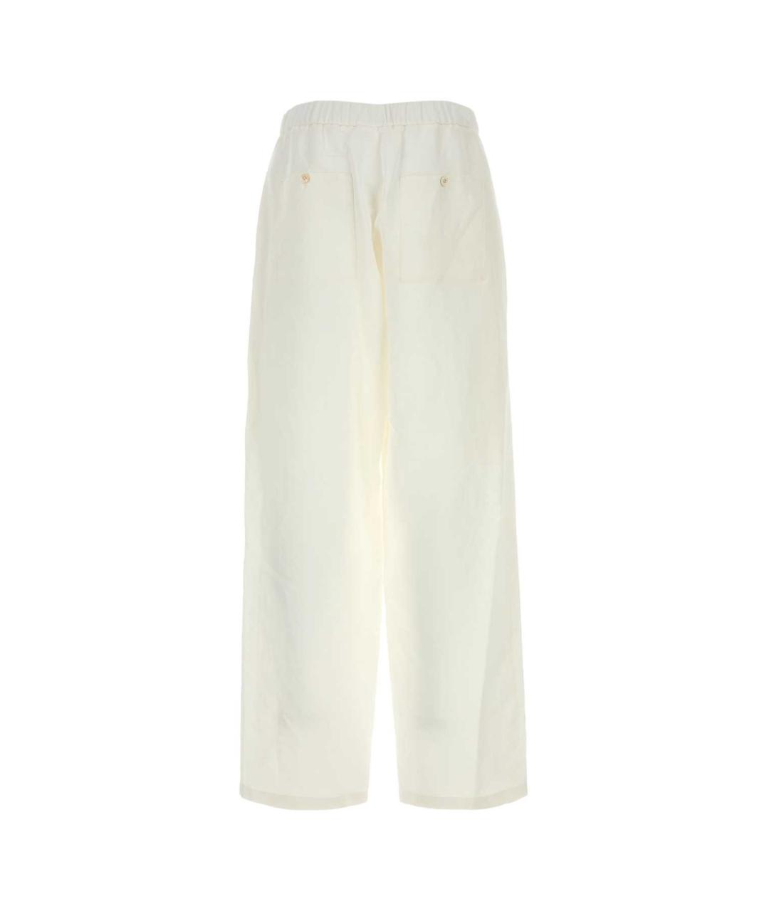 JIL SANDER Белые льняные повседневные брюки, фото 2