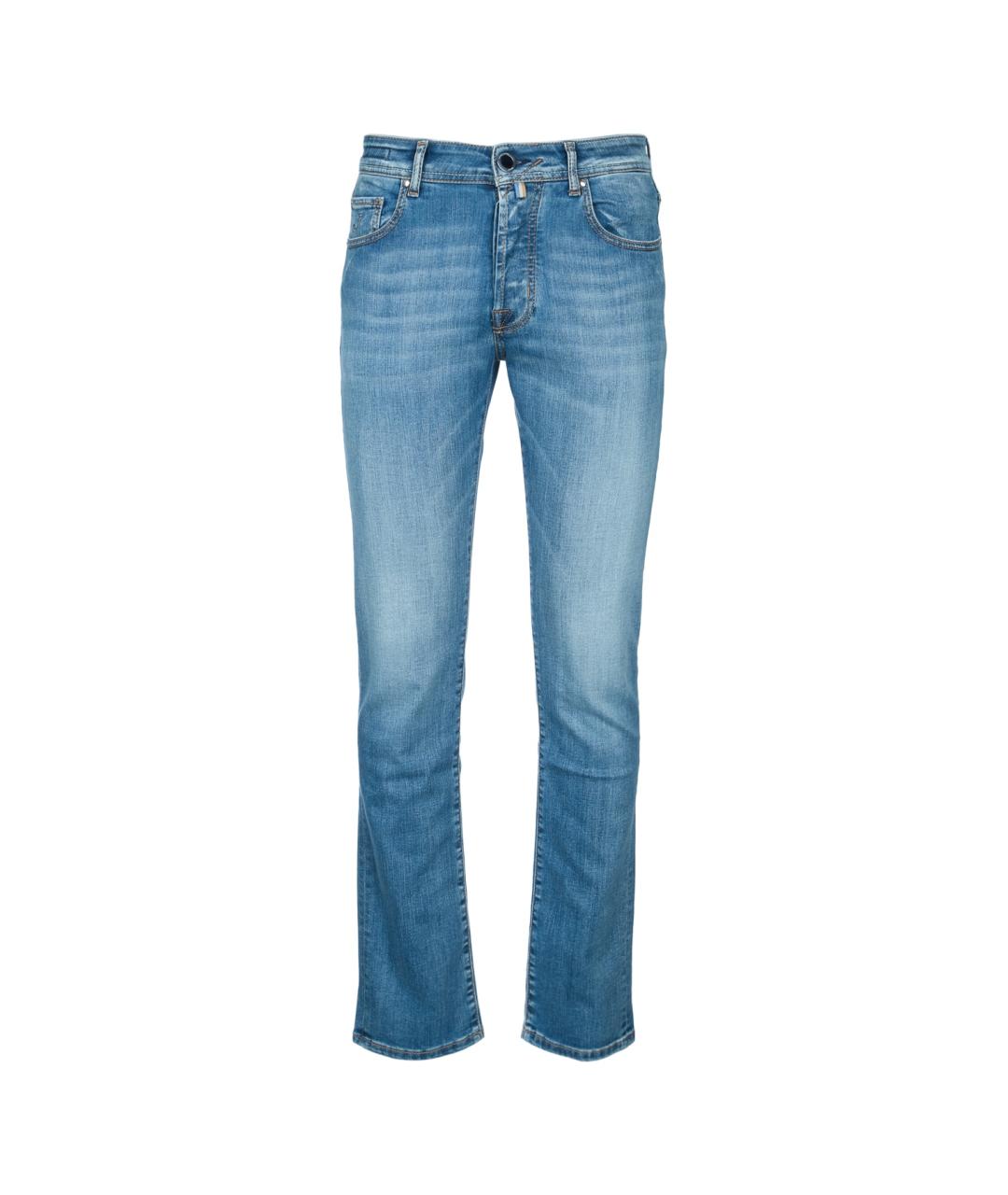 JACOB COHEN Синие хлопковые прямые джинсы, фото 1