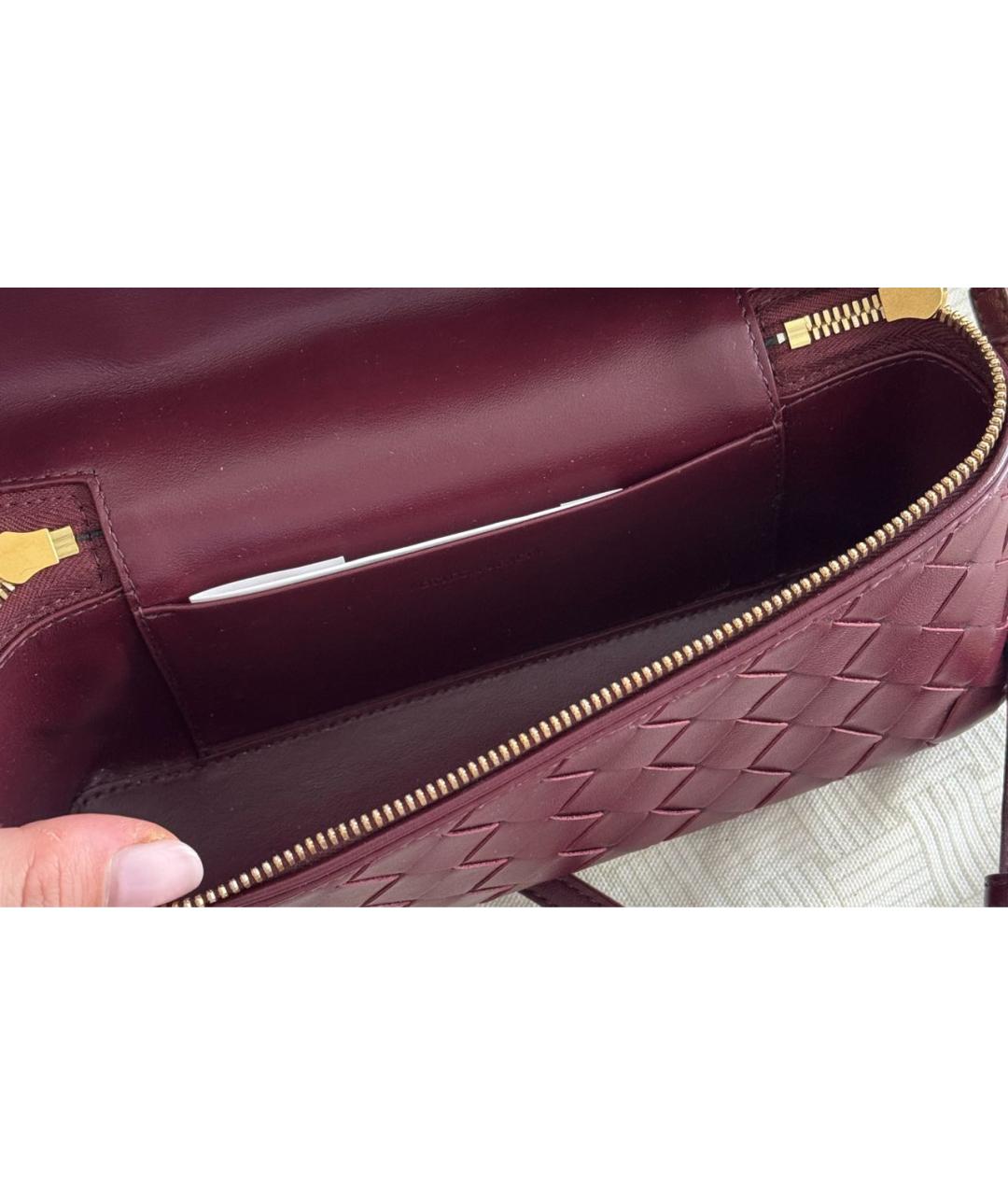 BOTTEGA VENETA Бордовая кожаная сумка через плечо, фото 4