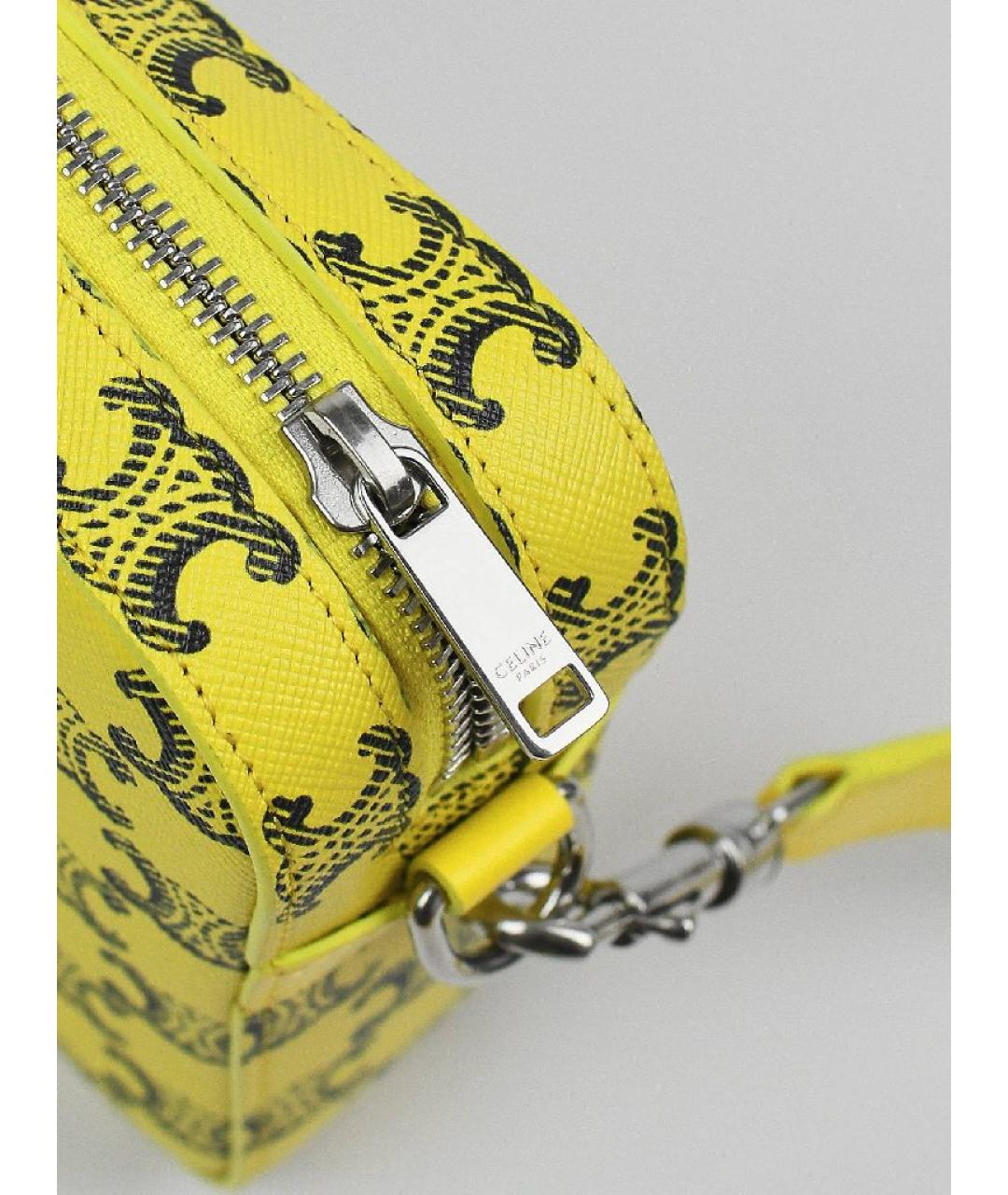 CELINE Желтая кожаная сумка через плечо, фото 3