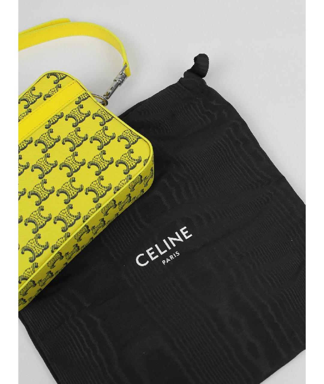 CELINE Желтая кожаная сумка через плечо, фото 5