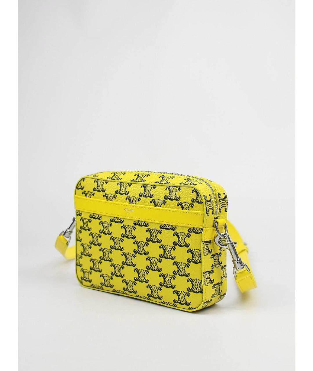 CELINE Желтая кожаная сумка через плечо, фото 8