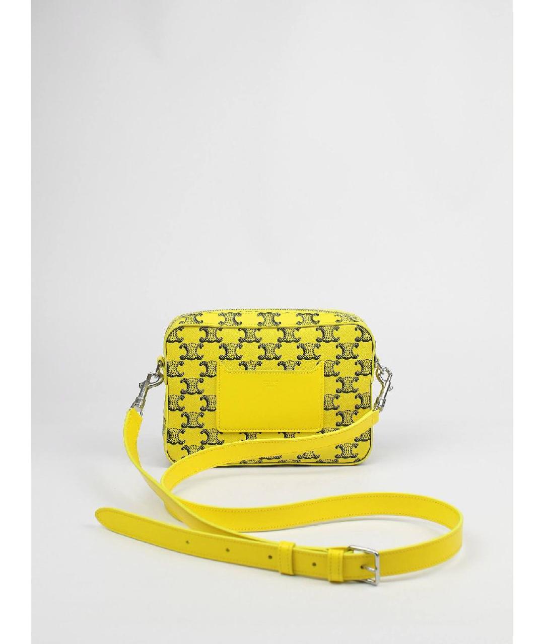 CELINE Желтая кожаная сумка через плечо, фото 2