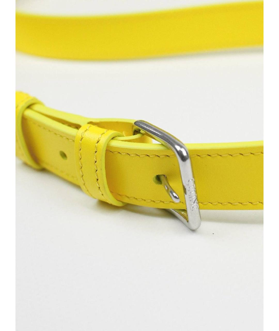 CELINE Желтая кожаная сумка через плечо, фото 9