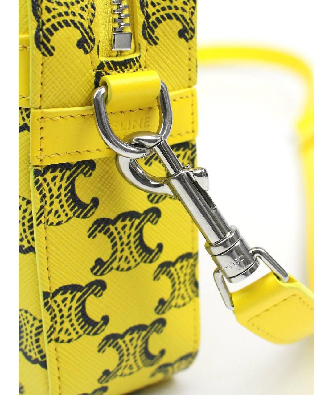 CELINE Желтая кожаная сумка через плечо, фото 6