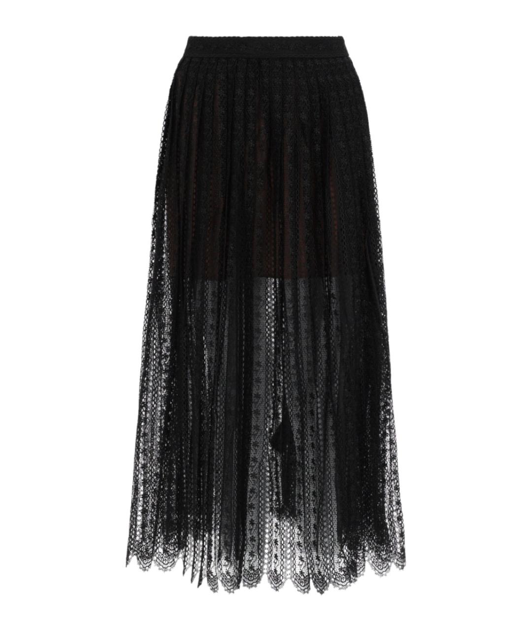 SELF-PORTRAIT Черная полиэстеровая юбка миди, фото 1