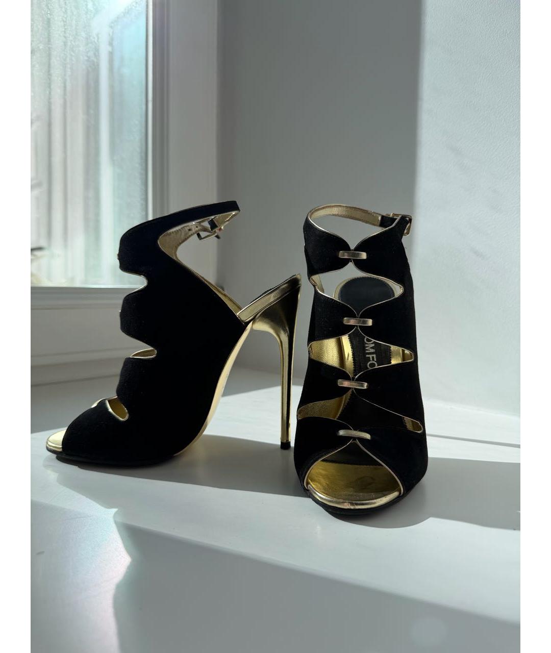 TOM FORD Черные кожаные босоножки, фото 2