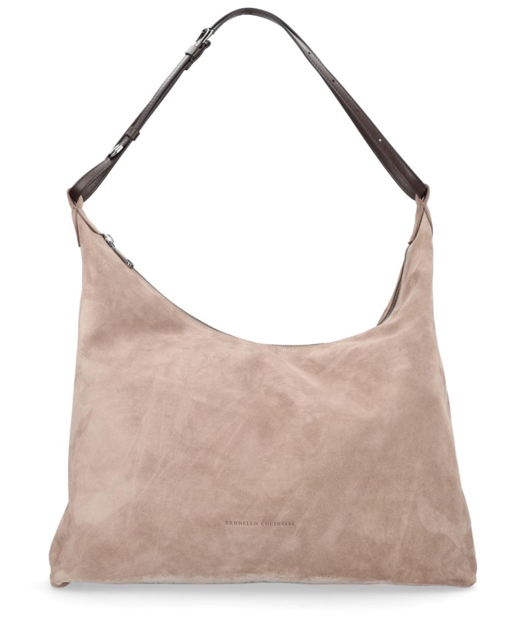 BRUNELLO CUCINELLI Бежевая кожаная сумка через плечо, фото 2