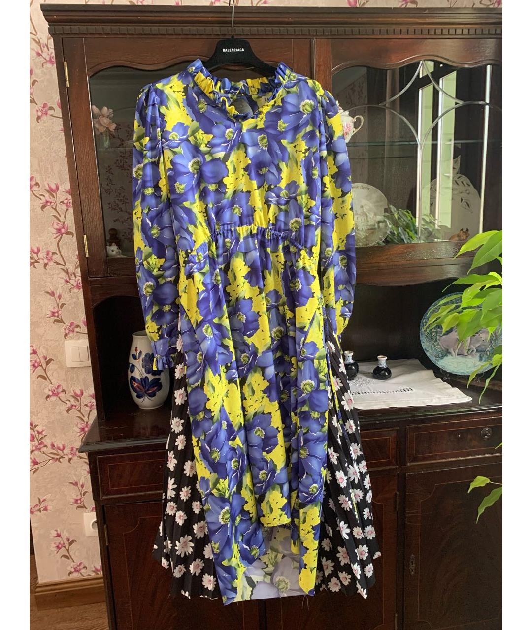 BALENCIAGA Мульти полиэстеровое повседневное платье, фото 4