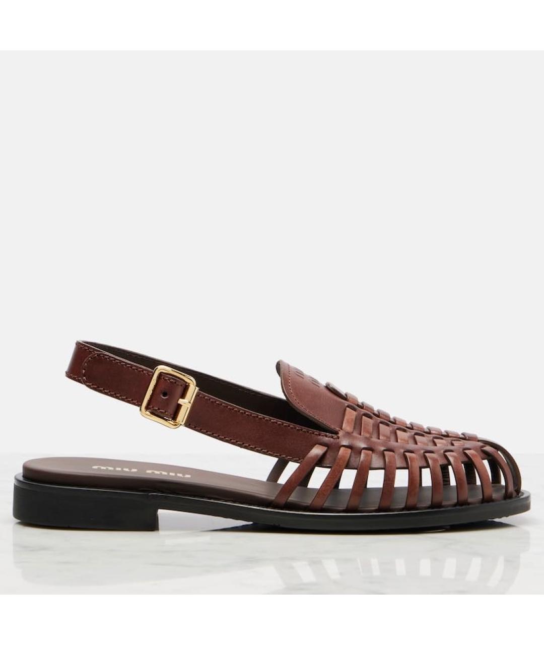 MIU MIU Коричневые кожаные босоножки, фото 8
