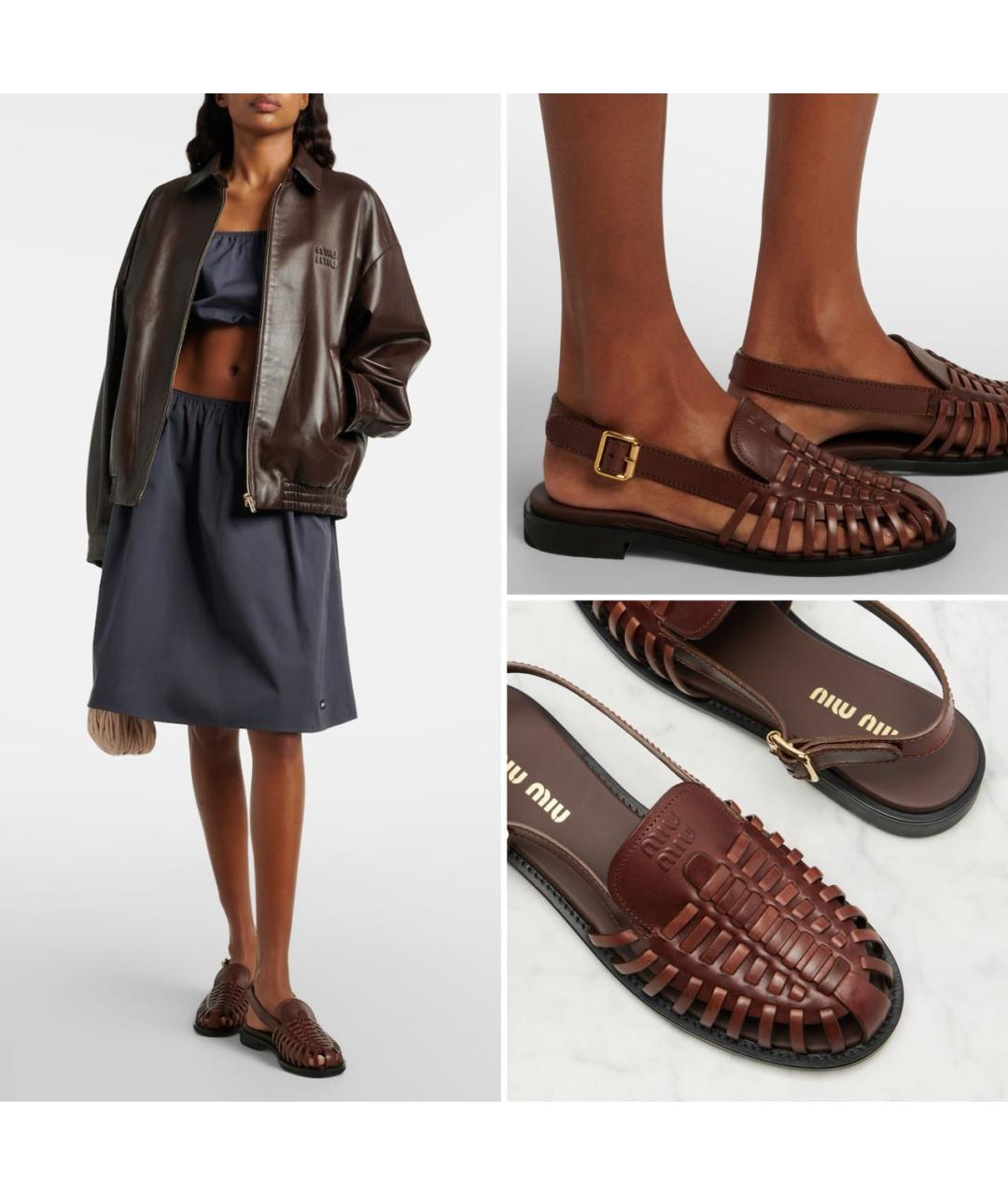 MIU MIU Коричневые кожаные босоножки, фото 2