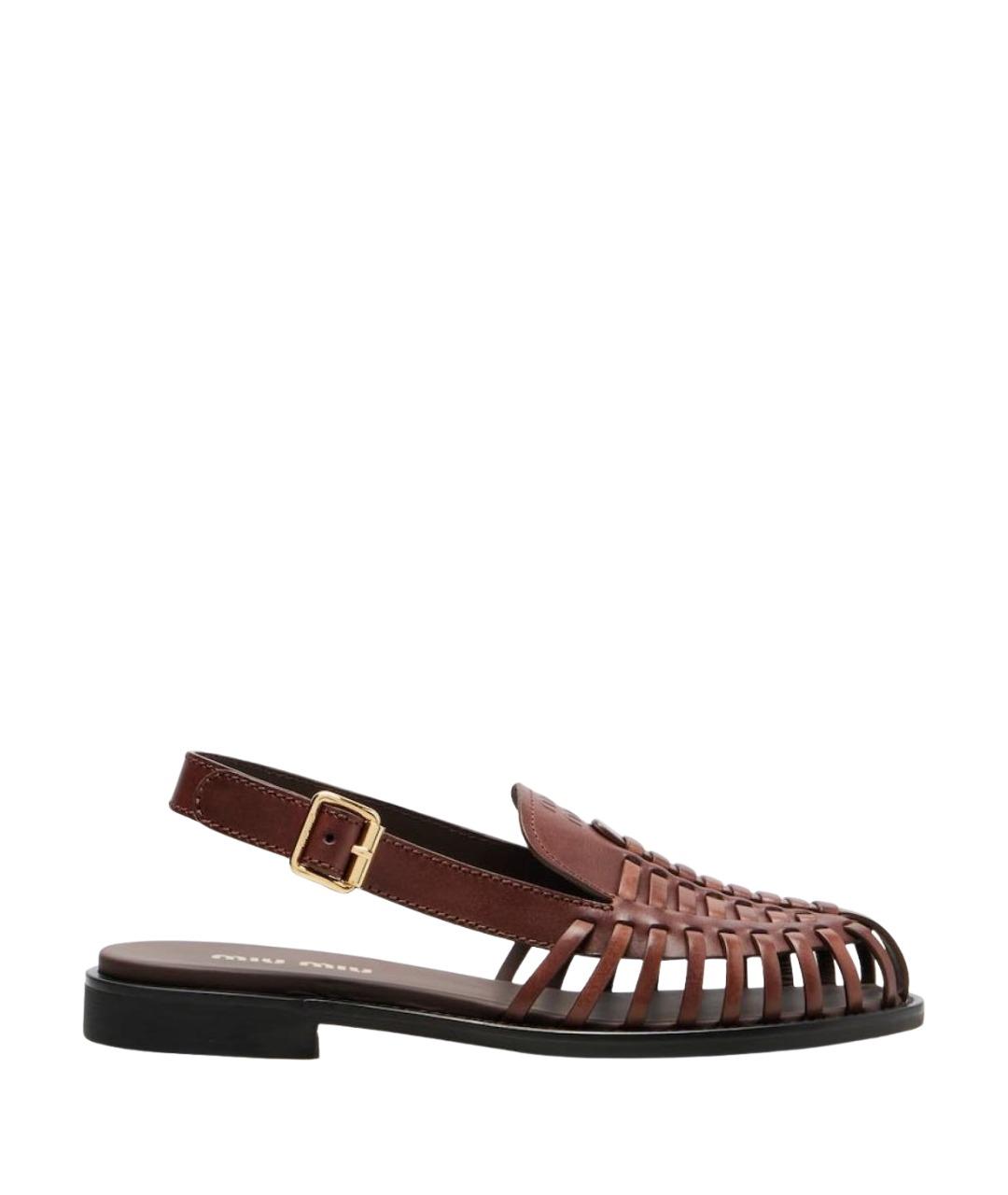 MIU MIU Коричневые кожаные босоножки, фото 1
