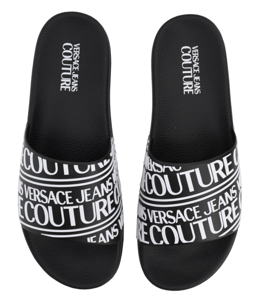 VERSACE JEANS COUTURE Черные резиновые шлепанцы, фото 5