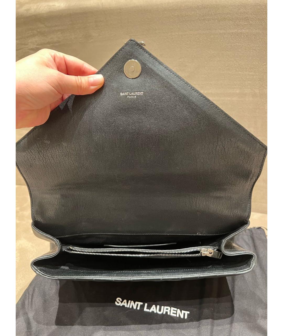 SAINT LAURENT Черная кожаная сумка через плечо, фото 4