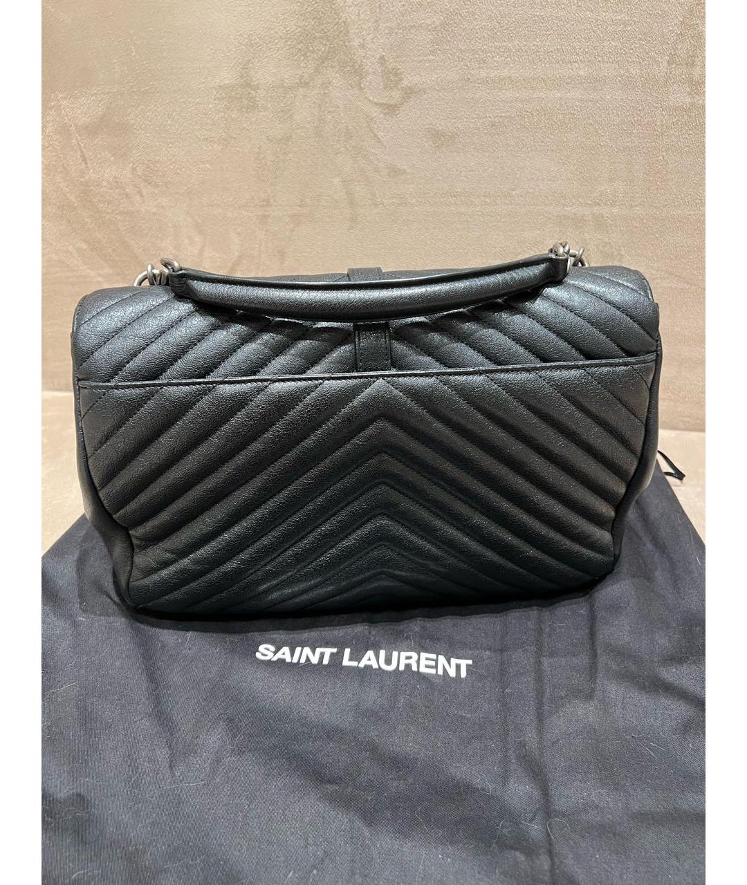 SAINT LAURENT Черная кожаная сумка через плечо, фото 2