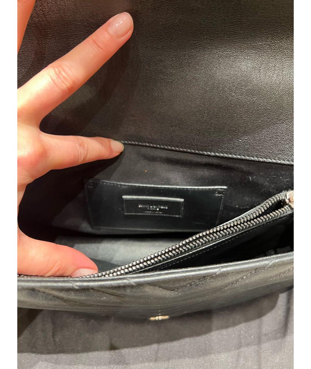 SAINT LAURENT Черная кожаная сумка через плечо, фото 5