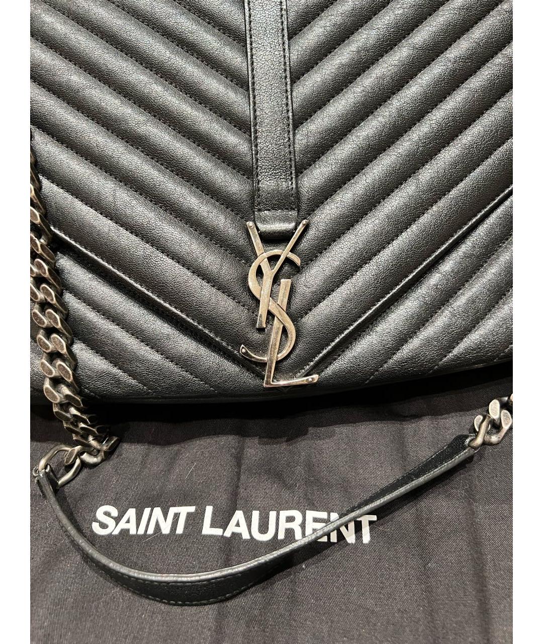 SAINT LAURENT Черная кожаная сумка через плечо, фото 6
