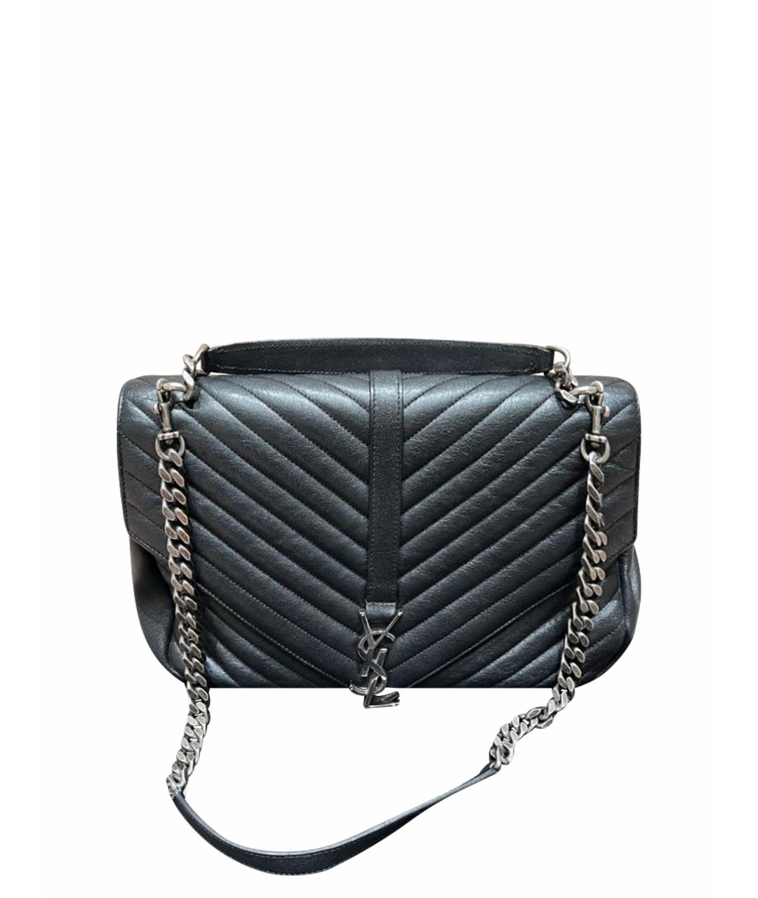 SAINT LAURENT Черная кожаная сумка через плечо, фото 1