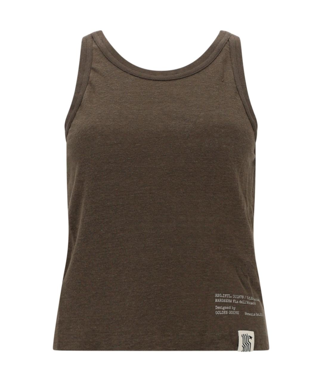 GOLDEN GOOSE DELUXE BRAND Зеленая льняная майка, фото 1