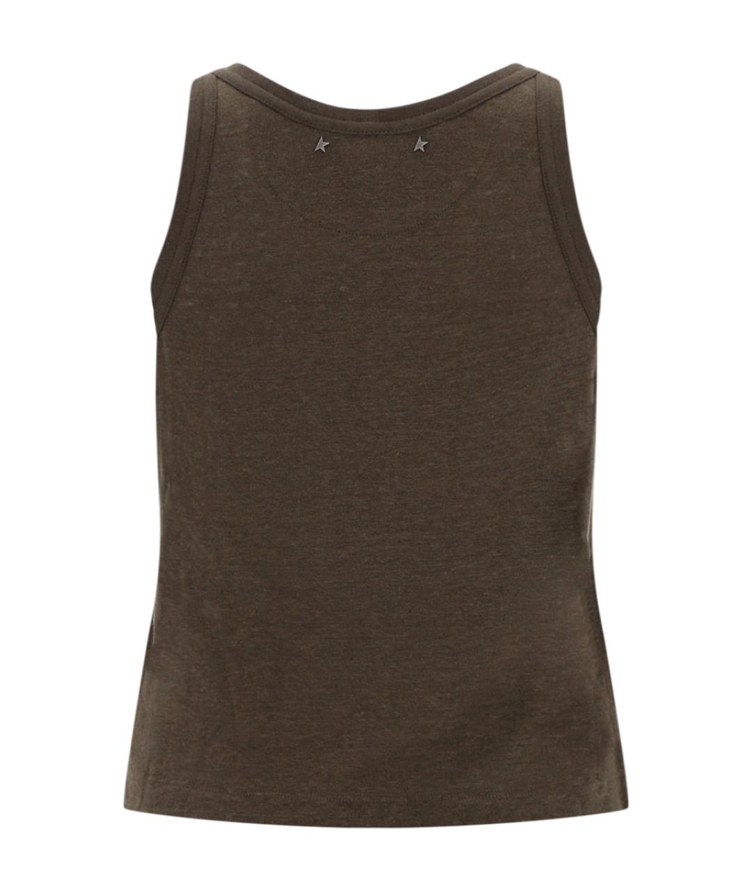 GOLDEN GOOSE DELUXE BRAND Зеленая льняная майка, фото 2