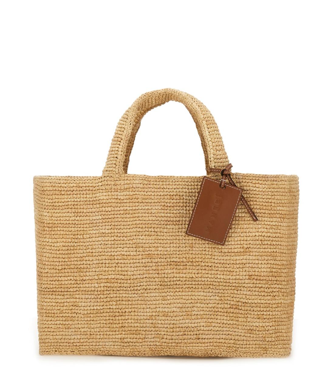 MANEBI Бежевая пелетеная сумка тоут, фото 2