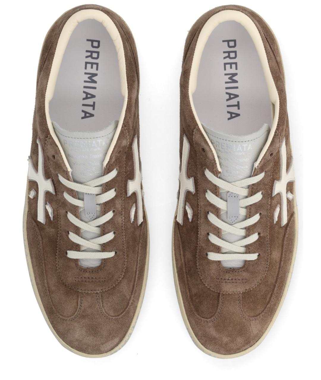 PREMIATA Коричневые кожаные низкие кроссовки / кеды, фото 6