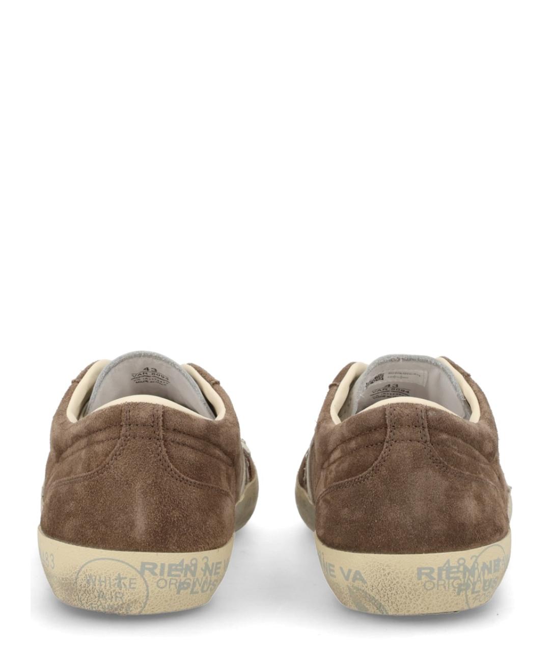 PREMIATA Коричневые кожаные низкие кроссовки / кеды, фото 4