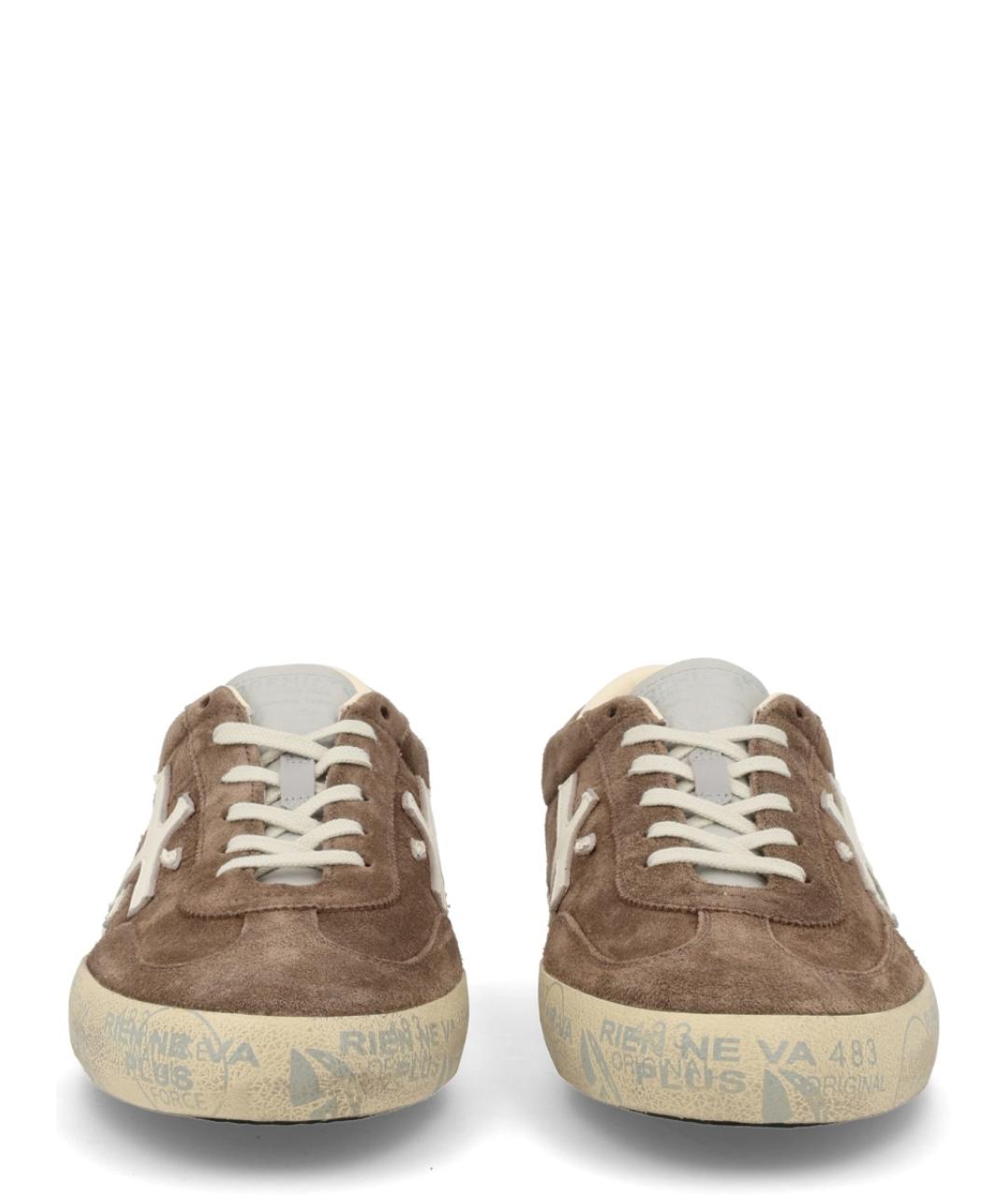 PREMIATA Коричневые кожаные низкие кроссовки / кеды, фото 3