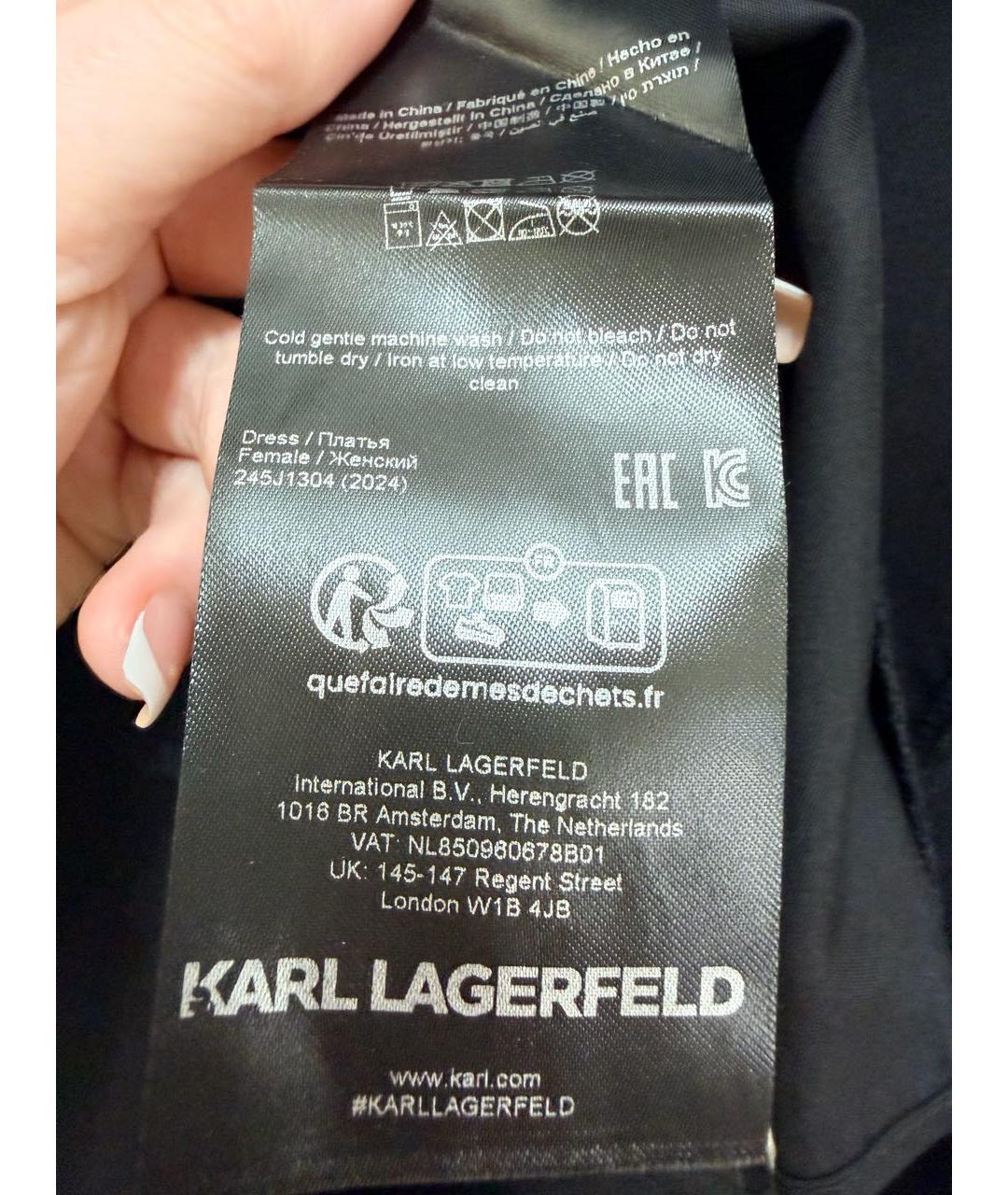 KARL LAGERFELD Черное хлопковое повседневное платье, фото 8